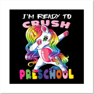 Ready to Crush Love Preschool funny Unicorn Dabing Tee Posters and Art